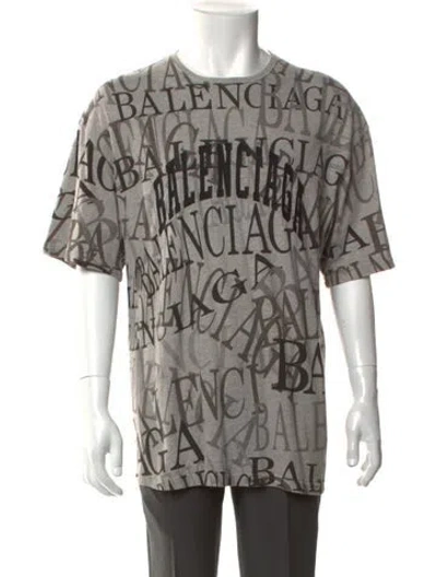 Pre-owned Balenciaga 2018 Printed T-shirt In Gray