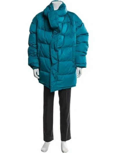 Pre-owned Balenciaga 2018 Puffer Coat In Blue