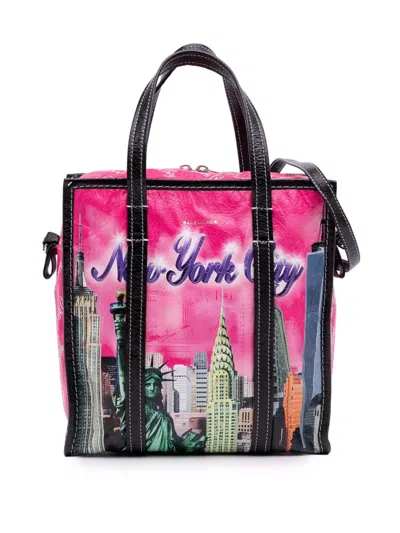Pre-owned Balenciaga 2018 S Lambskin Nyc Bazar Shopper Satchel In Pink