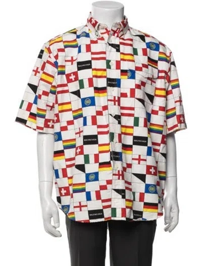 Pre-owned Balenciaga 2018 Signature Logo Shirt In White