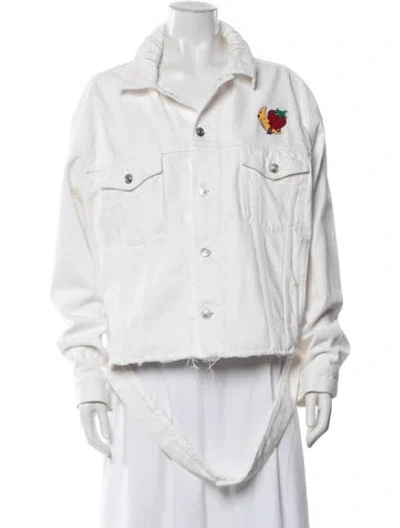 Pre-owned Balenciaga 2018 Sky High Farm Lamb Denim Jacket In White