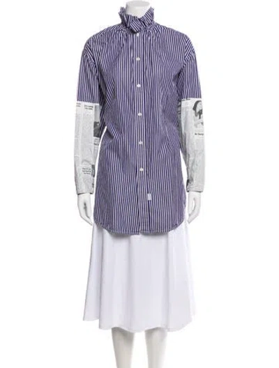 Pre-owned Balenciaga 2018 Striped Blouse In Blue