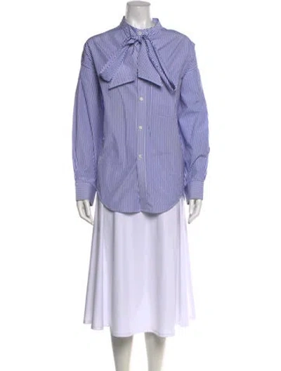 Pre-owned Balenciaga 2018 Striped Blouse In Blue