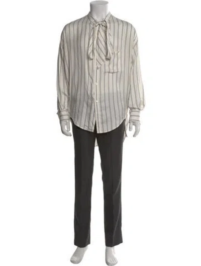 Pre-owned Balenciaga 2018 Striped Blouse In Gray