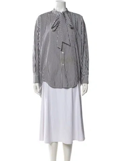 Pre-owned Balenciaga 2018 Striped Blouse In White