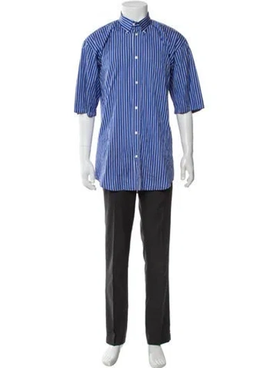 Pre-owned Balenciaga 2018 Striped Shirt In Blue
