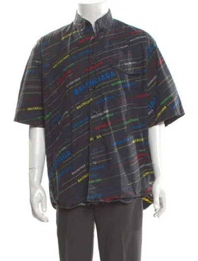 Pre-owned Balenciaga 2018 Striped Shirt In Gray