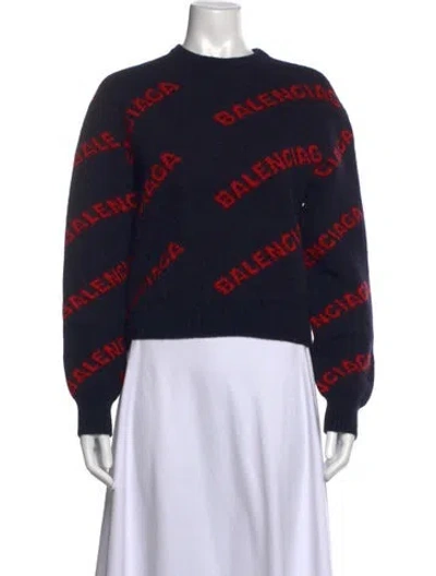 Pre-owned Balenciaga 2018 Virgin Wool Sweater In Blue