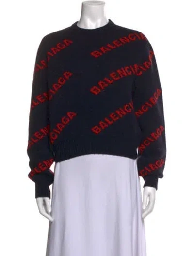 Pre-owned Balenciaga 2018 Virgin Wool Sweater In Blue