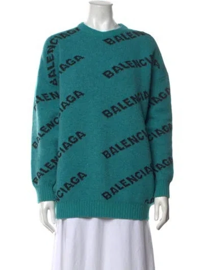 Pre-owned Balenciaga 2018 Virgin Wool Sweater In Blue