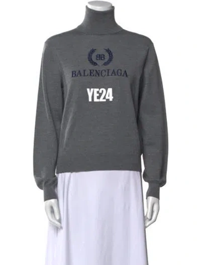 Pre-owned Balenciaga 2018 Virgin Wool Sweater In Gray