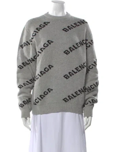 Pre-owned Balenciaga 2018 Virgin Wool Sweater In Gray