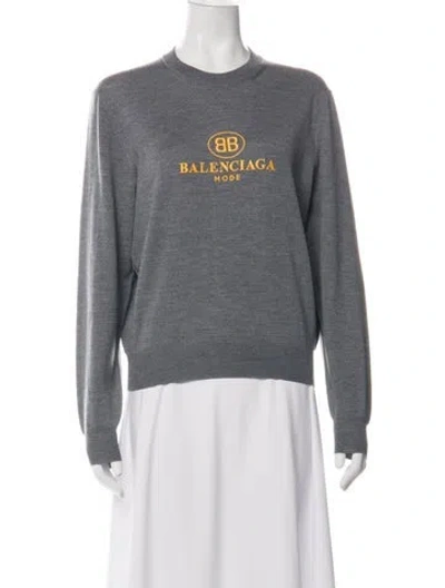 Pre-owned Balenciaga 2018 Virgin Wool Sweater In Gray