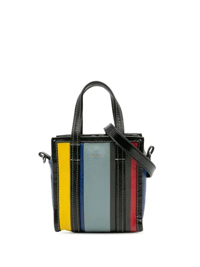 Pre-owned Balenciaga 2018 Xxs Calfskin Bazar Shopper Satchel In Blue