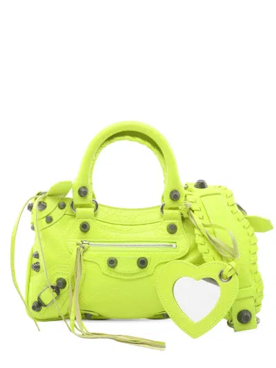 Pre-owned Balenciaga 2018-2026 Arena Lambskin Neo Cagole Xs Satchel In Yellow