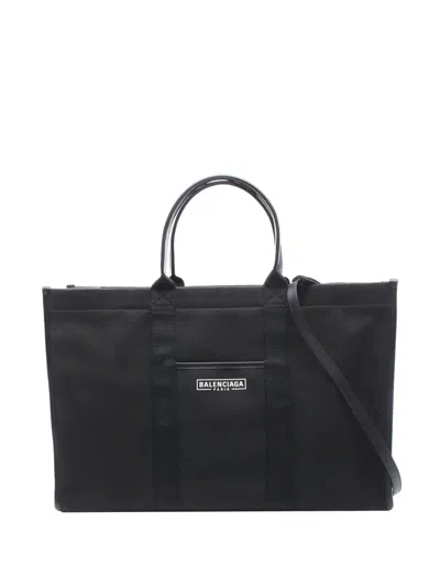 Pre-owned Balenciaga 2018-2026 Large Canvas Hardware Tote Satchel In Black