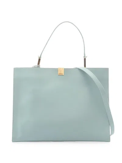 Pre-owned Balenciaga 2018-2026 Leather Le Dix Satchel In Blue