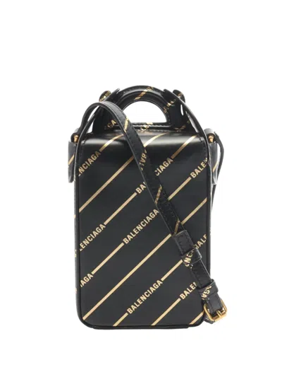 Pre-owned Balenciaga 2018-2026 Leather Logo Box Satchel In Black