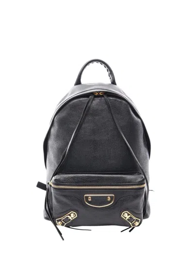 Pre-owned Balenciaga 2018-2026 Leather Motocross Classic City Backpack In Black