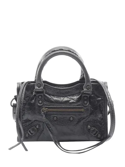 Pre-owned Balenciaga 2018-2026 Nano City Satchel In Black