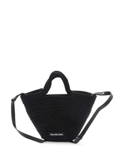 Pre-owned Balenciaga 2018-2026 Small Nylon Ibiza Basket Bag Satchel In Black
