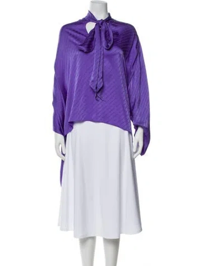Pre-owned Balenciaga 2019 All Over Logo Blouse In Purple