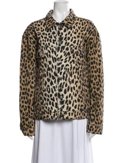 Pre-owned Balenciaga 2019 Animal Print Faux Fur Jacket In Brown