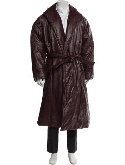 Pre-owned Balenciaga 2019 Calf Leather Trench Coat In Burgundy