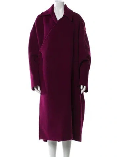 Pre-owned Balenciaga 2019 Camel Hair Coat In Burgundy