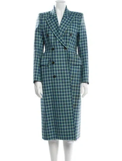 Pre-owned Balenciaga 2019 Check Plaid Coat W/ Tags In Blue