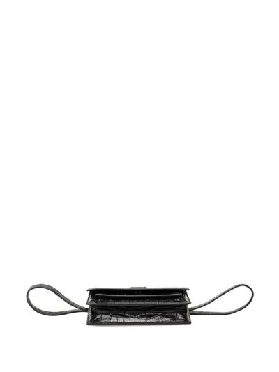Pre-owned Balenciaga 2019 Croc Embossed Leather Sharp Xs Belt Bag In Black