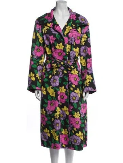 Pre-owned Balenciaga 2019 Floral Print Coat In Black