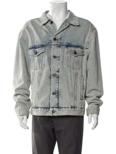 Pre-owned Balenciaga 2019 Graphic Print Denim Jacket In Blue