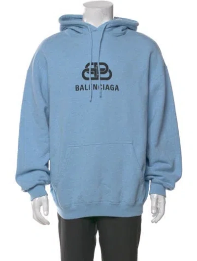 Pre-owned Balenciaga 2019 Graphic Print Hoodie In Blue