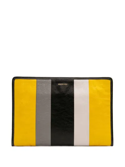 Pre-owned Balenciaga 2019 Lambskin Bazar Clutch Bag In Yellow