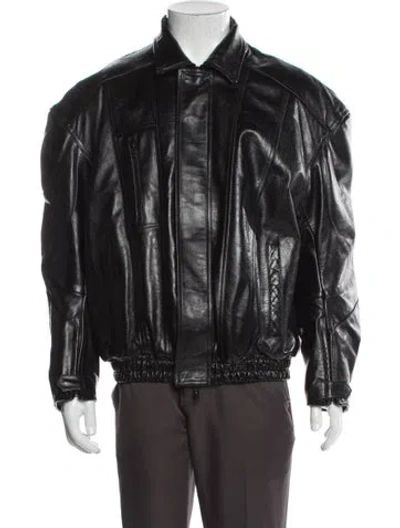 Pre-owned Balenciaga 2019 Leather Bomber Jacket In Black