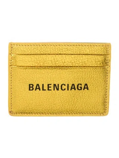Pre-owned Balenciaga 2019 Leather Card Holder In Gold