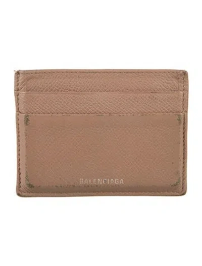 Pre-owned Balenciaga 2019 Leather Card Holder In Neutral
