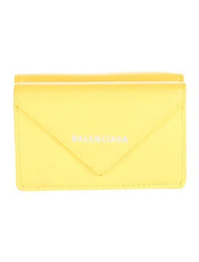 Pre-owned Balenciaga 2019 Leather Card Holder In Yellow