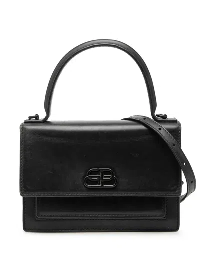 Pre-owned Balenciaga 2019 Leather Sharp Top Handle Bag Xs Satchel In Black