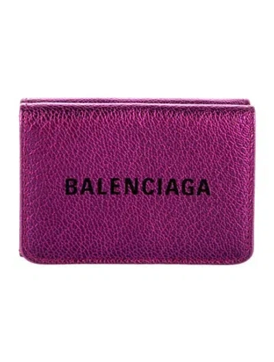 Pre-owned Balenciaga 2019 Mini Metallic Everyday Wallet Wallet In Pink