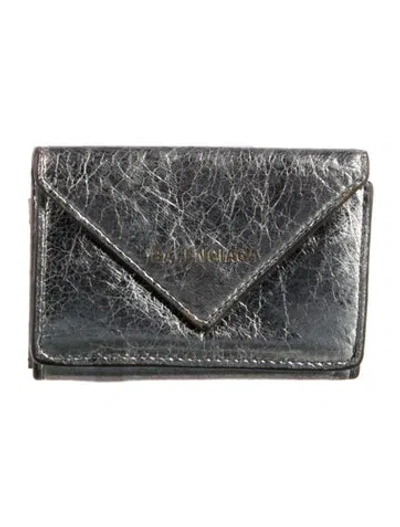 Pre-owned Balenciaga 2019 Papier Compact Wallet In Silver