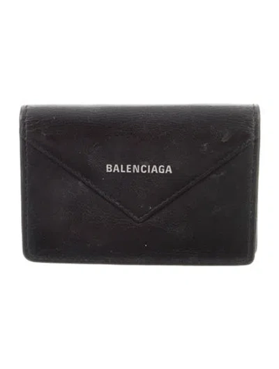 Pre-owned Balenciaga 2019 Papier Envelope Card Holder In Black