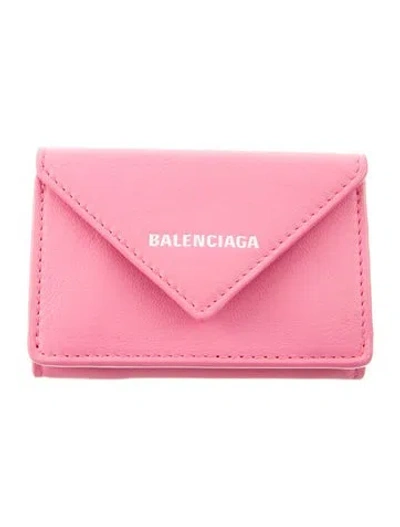 Pre-owned Balenciaga 2019 Papier Mini Compact Wallet In Pink