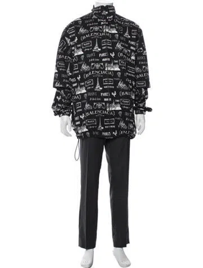Pre-owned Balenciaga 2019 Printed Parka In Black