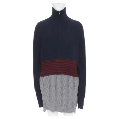 Pre-owned Balenciaga 2019 Runway 3 Layered Cable Knit Distressed Oversized Sweater Xs In Black