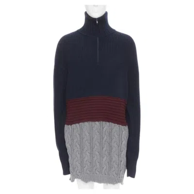 Pre-owned Balenciaga 2019 Runway 3 Layered Cable Knit Distressed Oversized Sweater Xs In Black