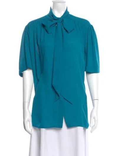 Pre-owned Balenciaga 2019 Tie Neck Blouse In Green