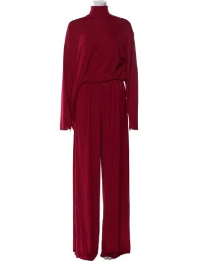 Pre-owned Balenciaga 2019 Turtleneck Jumpsuit In Burgundy