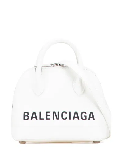Pre-owned Balenciaga 2019 Xxs Calfskin Ville Top Handle Bag Satchel In White